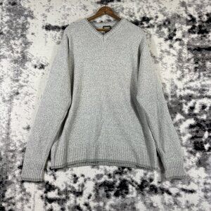 Aigle Sweater Mens Size Large Light Gray Wool Polyamide V-Neck Tight Knit